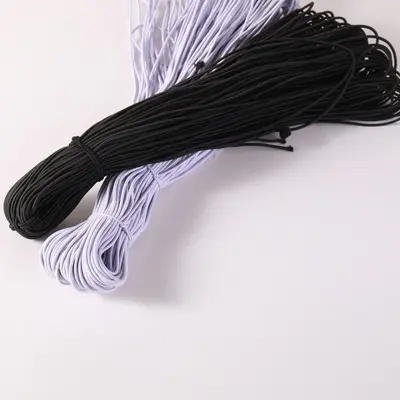 High-Elasticity Round Rubber Band, Black, Latex Core Drawstring Cord - 3