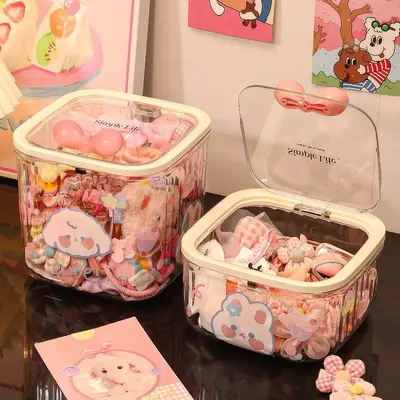 儿童发饰收纳盒小女孩头绳皮筋饰品盒发夹发卡头饰大容量首饰盒子 - 2