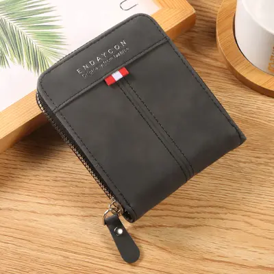 ENDAYCON Men's Short Horizontal Wallet with Zipper Coin Pocket - 6