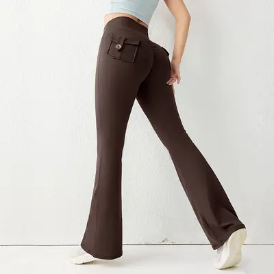 Women's Peach Hip Lift Yoga Pants with Pockets, Breathable - 10
