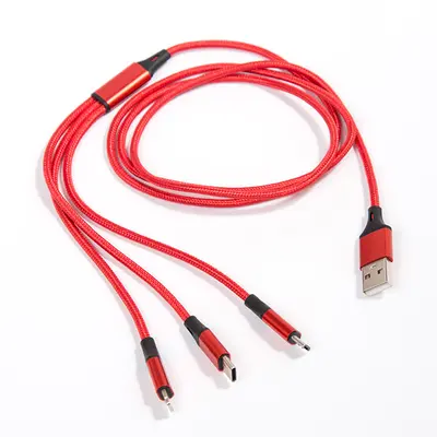 Nylon geflochtenes ein bis drei in einem Datenkabel Handy-Ladekabel three in one schnellladen 3A für Apple Android Typ - 6