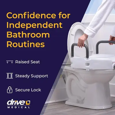 Erhöhter Toilettensitz mit abnehmbaren Armlehnen, Badezimmer-Sicherheitshilfe