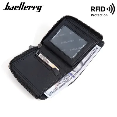 Kurze Herrenbrieftasche mit RFID-Schutz und Münzfach mit Reißverschluss - 2