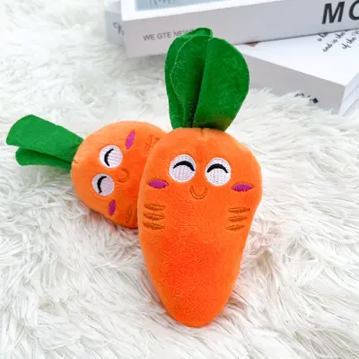 Carrot Plush Dog Toy with Squeaker for Pets