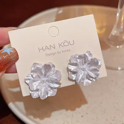 S925 Silver Needle Forest Style Fresh Flower Stud Earrings Women Vacation Lightweight Luxury Niche Elegant Pearl Earrings - 8