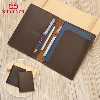 Crazy Horse Genuine Leather Passport Wallet with Card Holder - 1