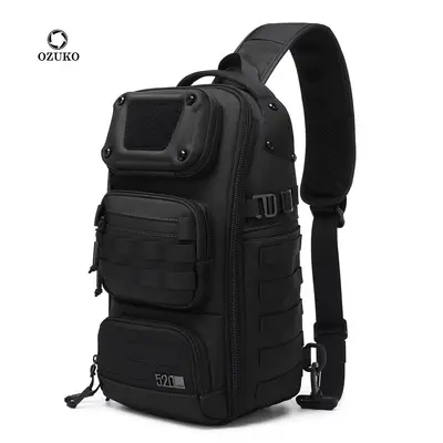OZUKO Functional Chest Bag Crossbody Bag Expandable Multi-pocket Adjustable Shoulder Strap Men's Outdoor Cycling Single Shoulder Bag