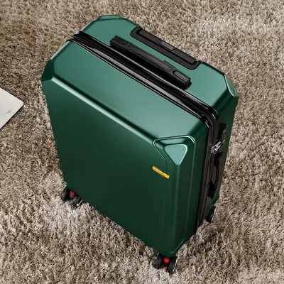 Men's Leather Business Suitcase, Zipper, Combination Lock, Wheeled - 8