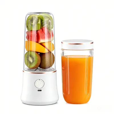 Wiederaufladbares USB-Entsaftungsgerät, Dual-Becher 420ML+420ML Mixer mit Sportdeckel - 7