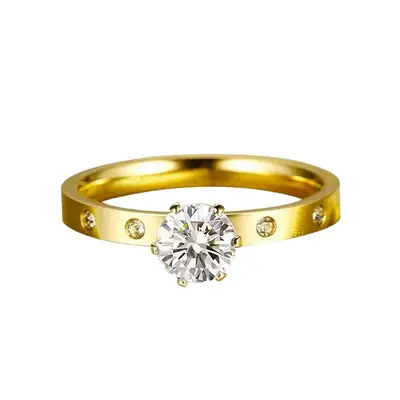 Titanium Steel Ring for Women, 1 Carat Stone Setting, Tarnish-Free, Elegant Design