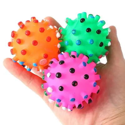 Durable Squeaky Spiky Rubber Dog Ball, Training and Dental Cleaning Toy - 2