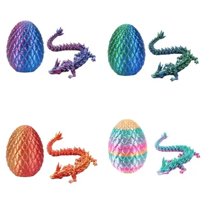 3D Printed Dragon Egg and Shenlong Set, Gemstone Dragon Figurine