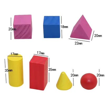 Ahşap Geometrik Şekil Blok Seti, 14 Parça Renkli Erken Eğitim Oyuncağı - 4