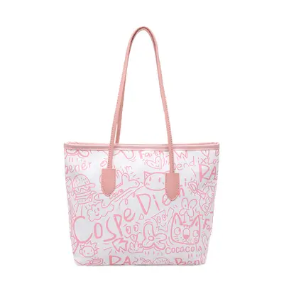 Damen-Schultertasche mit Graffiti-Design, große Kapazität - 11