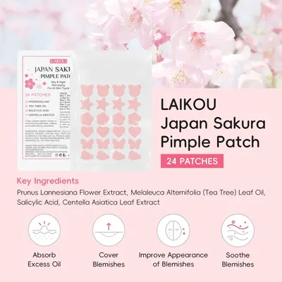 跨境新品莱蔻日本樱花痘痘贴24 PATCHES遮瑕美妆粉刺贴24贴现货