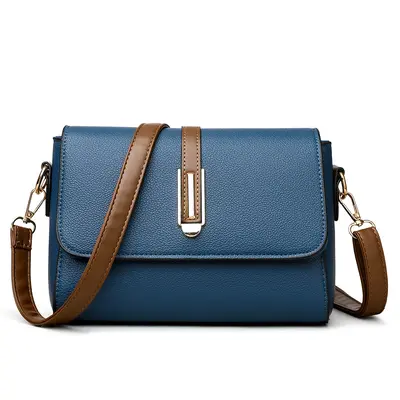 Large Capacity Soft Leather Shoulder Bag in Contrast Colours - 10