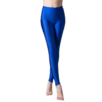Kadın parlak süt ipek yoga taytı, slim fit, dokuz noktalı boy, büyük beden - 11