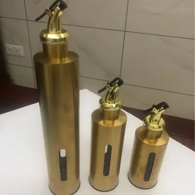 Paslanmaz çelik yağ kabı baharat şişesi görsel yağ kontrol şişesi yağ kontrol kabı mutfak baharat şişesi hafif soya sosu barbekü sirke altın kaplama