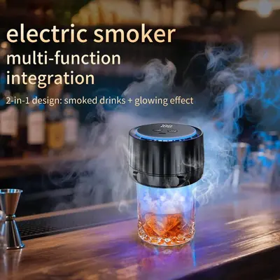 Electric Whisky Smoker with 7-Color Light and 6 Wood Chip Flavors