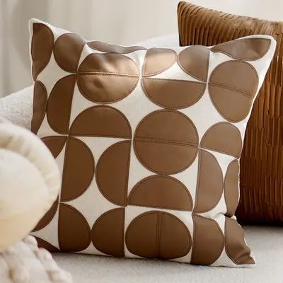 Cremefarbener hochwertiger Retro-Stil Kissenbezug mit Knoten für Chaiselongue, kernbraunes Lendenkissen für Erker-Fenster. - 12