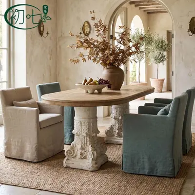 American Country Style Embossed Dining Table for Living Room and Hotel - 3