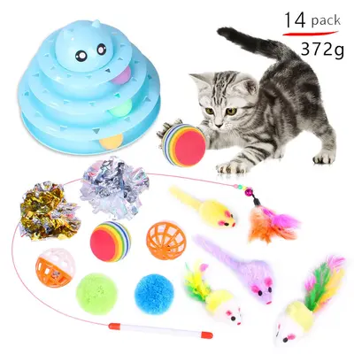 Cat Toy Set with Tunnel and Bell Teaser Wand, Combo Pack - 13