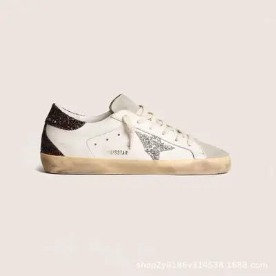 Distressed-Star-Sneaker aus echtem Leder, Colorblock