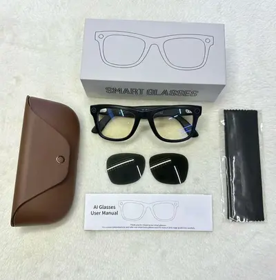 Leather Case Charging Case AI Assistant Smart Glasses HD5ULTRA Photo Video Recording 800W Real-time Translation WiFi - 7
