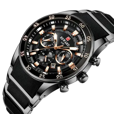 REWARD81011 Men's Multifunction Sport Watch with Calendar and Steel Strap