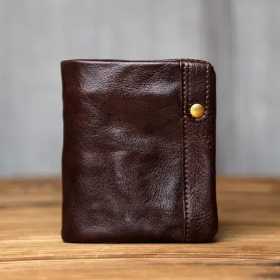 Genuine Leather Short Wallet, Top-Grain Cowhide, Vegetable-Tanned - 9