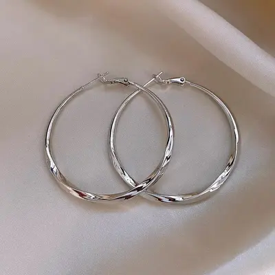 Large flat ring earrings - 8