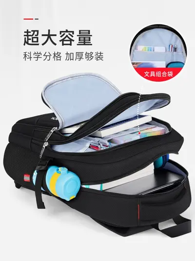 Primary School Backpack for Grades 3-6, Large Capacity, Spine-Support Lightweight Design - 3