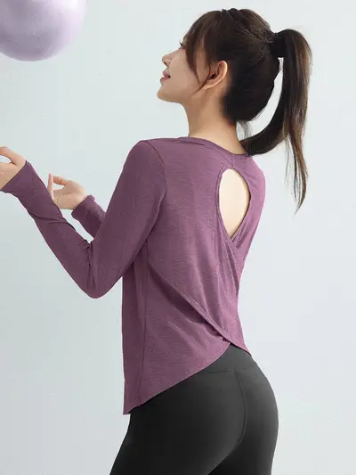 Gevşek Kesim Kadın Yoga Hırkası, Nefes Alabilen Pilates Spor Üstü - 5