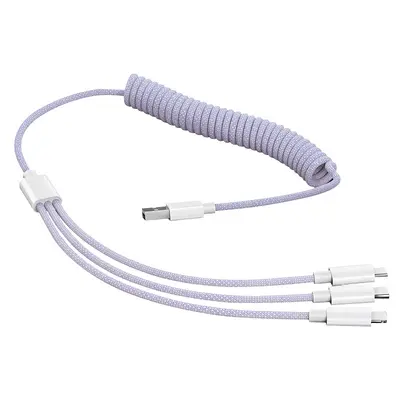 Shunwangshun Auto-Ladekabel 3-in-1 Federspiralkabel Super-Schnellladung ausziehbar multifunktional Handy-Aufladungskabel 1 zu 3