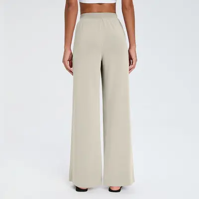 Damen-Yogahose, hoher Bund, sandgewaschener Luftschichtstoff, Falten