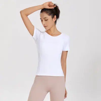 品牌同款瑜伽服上衣丨普拉提训练瑜伽上衣 裸感紧身健身衣 带胸垫 - 7