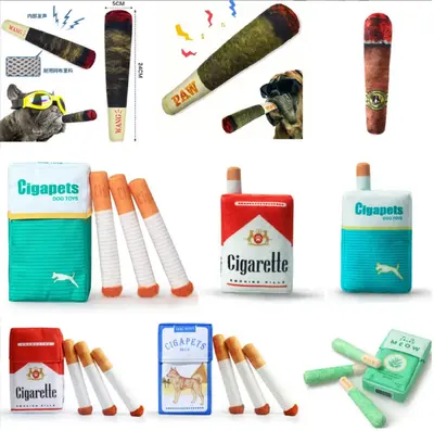 Green Simulated Cigarette Pack Plush Dog Toy, Squeaky, with Catnip