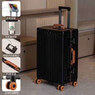 Aluminum Frame Combination Lock Carry-On Suitcase with Spinner Wheels - 9