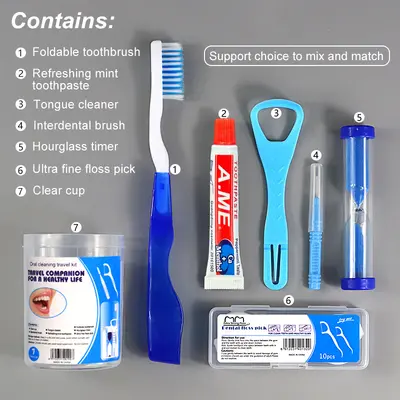7-Piece Oral Care Kit with Toothbrush and Floss - 3