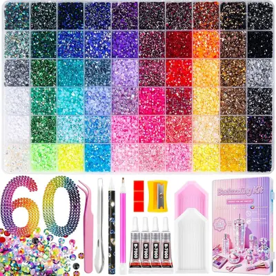 Nail Rhinestone Set 24-60 Colors, Large Capacity Resin AB Rhinestones - 8