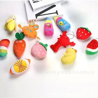 Dog Cartoon Fruit Squeaky Toy, Chew-Resistant Plush