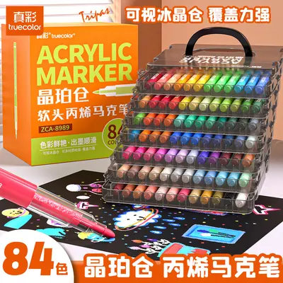 Akrilik marker seti, yumuşak uç, opak ve katlanabilir, çocuk sanat boyama