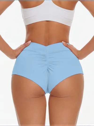 Ruched Butt-Lifting Yoga Shorts with V-Back and High Waist - 5