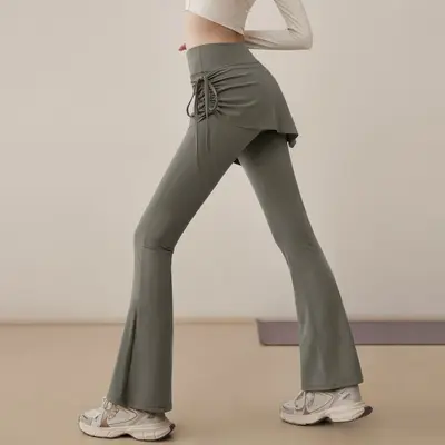 Kadın yoga etek pantolon, sahte iki parça koşu uzun pantolon, bahar modeli - 8