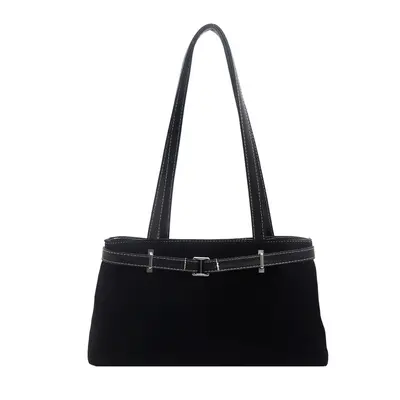 Small Square Handbag with Belt Detail, Single Shoulder Bag - 7