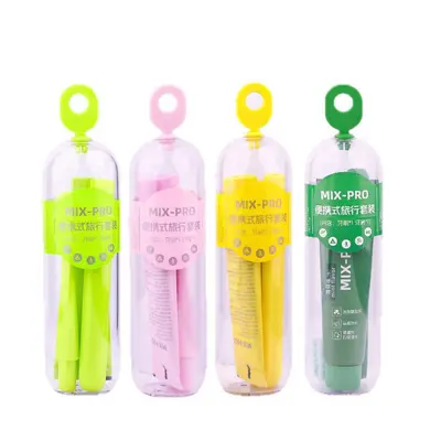Portable toothbrush and toothpaste travel set, foldable