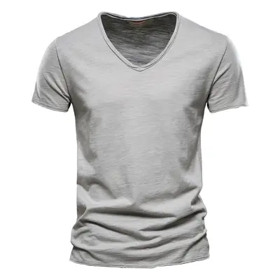 Men's Solid Slub V-Neck T-Shirt, 100% Cotton, Short Sleeve - 9