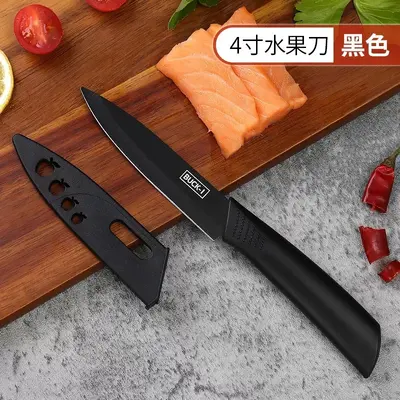 Three-Piece Black Stainless Steel Kitchen Knife Set - 10