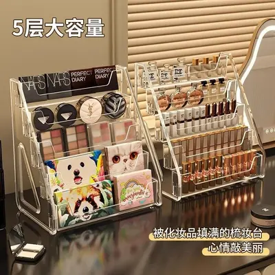 Kozmetik saklama kutusu, şeffaf, çok katlı, basamaklı raf