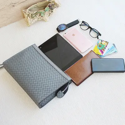 Men's Retro Plaid Clutch with Multiple Compartments for Phone and Documents - 5